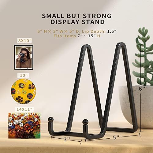 IPAME 4 Pack Plate Stands for Display - 6 Inch Metal Square Wire Plate Holder Display Stand + Picture Frame Stand Holder Easel for Book, Decorative Plate, Plaque, Photo, Platter (Black) - Image 6