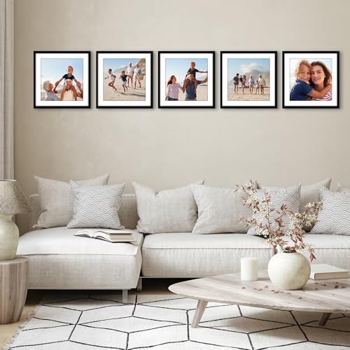 Americanflat 15x15 Picture Frame 5-Pack - Matted to 12x12 - Black - Image 7