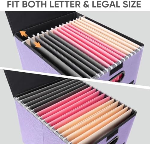BALEINE File Organizer Box with Lid, Collapsible Hanging File Storage Box - Image 3