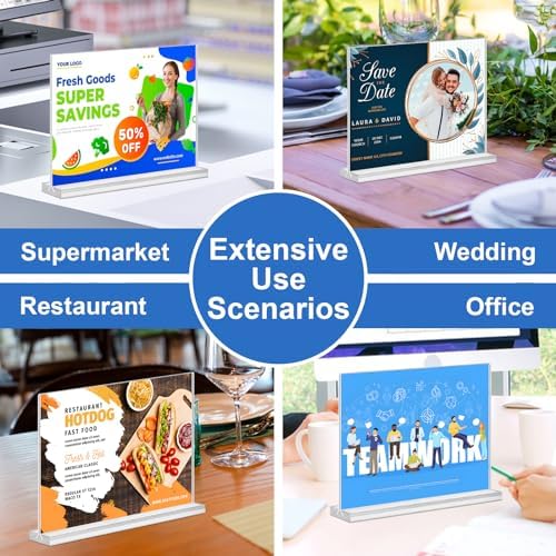 Acrylic Sign Holder 6x4,6 Pack Clear Sign Holder Double Sided Table Menu Horizontal Desktop Display Stand Paper Flyer Holder Tabletop Sign Holder Suitable for Restaurants, Office, Store, Hotels - Image 7
