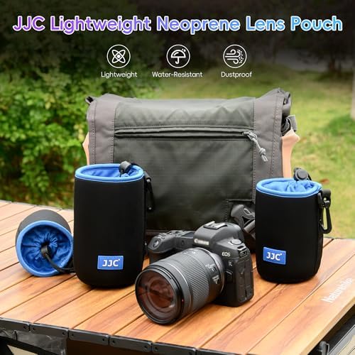 JJC Neoprene Camera Lens Pouch Case, Drawstring Bag for Lens up to 3.5x5.9" - Image 2