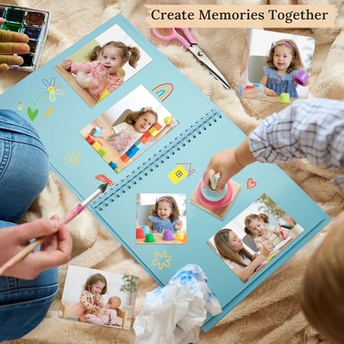 Scrapbook Photo Album 8"x8" 20 Sheets 40 Pages Hardcover Kraft Paper Blue - Image 3