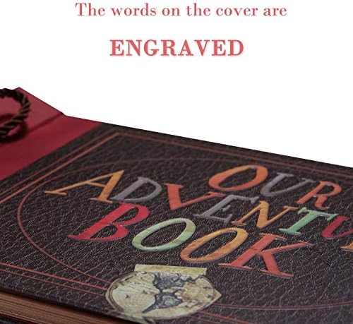 Our Adventure Book Handcrafted 11.92 x 7.62" Leather-Bound Scrapbook with 80 Pages, Embossed Lettering, Inspired by 'Up', Ideal for Photos, Weddings&Travel Memories Gift Box Included (Handmade Book) - Image 3