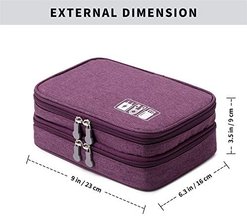 Lanola Travel Cable Organizer Bag, Electronic Accessories Case Portable Double Layer Cable Storage Bag for Cord, Charger, Flash Drive, Phone, SD Card,Personal Items - (Purple) - Image 2