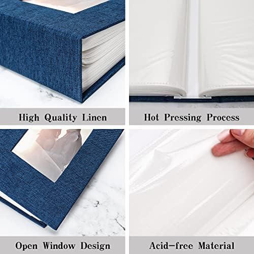 Vienrose 4x6 Photo Album,100 Pockets,Linen Cover with Window,Blue - Image 5