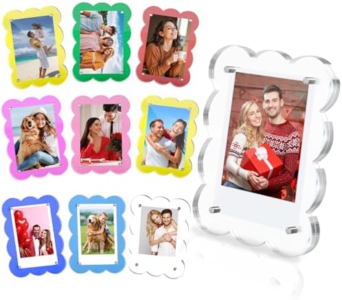 10Pack 2.36 x 3.54Colorful Acrylic Magnetic Frame fridge Scalloped by JUOIFIP
