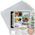 Samsill Scrapbook 6 Pocket Refill Pages 12x12 Inch, 50 Pack, Fits 3 Ring Scrapbook Binders and 12x12 Photo Albums, Holds 12 4x6 Inch Photos, Top-Loading, Heavy-Duty, Super Clear by Samsill