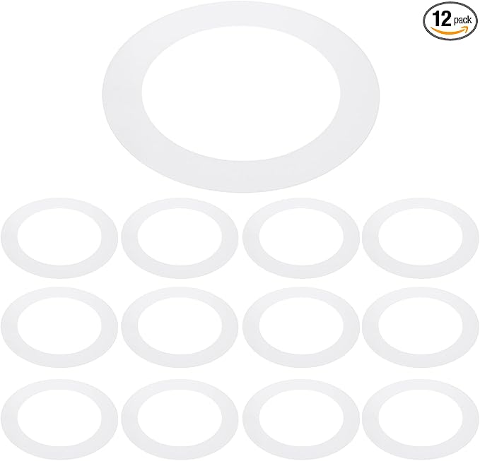 PATIKIL 5" ID 7.5" OD Plastic Trim Ring, 12 Pcs Ceiling Light Goof Rings Matte Circular Light Cover Lighting Fixture for Ceiling Wall Recessed Can Downlights, Translucent Matte White by PATIKIL