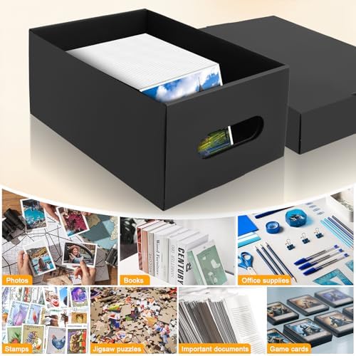 6PCS Photo Storage Box for 4"x6" Photos,10.2“ x 6.5“ x 4.7“ Picture Box Store and Protect Pictures,Documents Black - Image 4