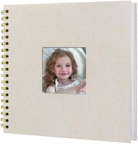 10x10 Inch Scrapbook Photo Album with 40 Pages Acid-Free White Paper, Beige by QIQUWU