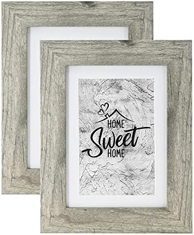 Califortree Grey 5x7 Picture Frame - Display Photos 4x6 with Mat or 5x7 Without Mat, Wall Mounting or Tabletop Display - Set of 2 by Califortree