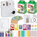 Fujifilm Instax Mini 12 Instant Camera Clay White + Carrying Case + Fuji Instax Film Value Pack (40 Sheets) Accessories Bundle, Color Filters, Photo Album, Assorted Frames by FUJIFILM