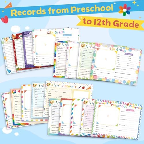 Scrapbooking Albums for Kids School Years Memory Book, Preschool to 12th Grade, 17 Pocket Pages for Photos & Artwork, Includes Birthday/Christmas/Halloween Pages, Index Tabs & Ruler, Gift-Ready Box - Image 7