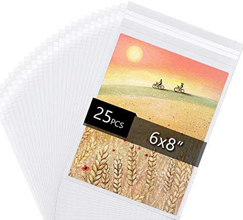 25 Pack Acid Free Crystal Sealed Clear Bags for 6x8 Art Prints, Photos by FallinginArt