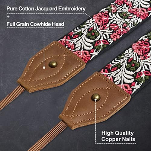 Padwa Lifestyle 2" Wide Classic Crazy Horse Art Cowhide Head Cotton Camera Straps for Photographers - Image 3