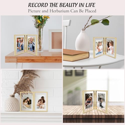 Golden State Art 5x7 Hinged Metal Picture Frame, Light Gold, Tabletop - Image 4