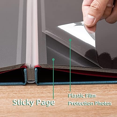 Large Photo Album Self Adhesive 4x6 8x10 10x12 13"x12.6" Scrapbook Album 12.6"x11" Inch 60 Black Sticky Pages Linen Cover Magnetic Photo Album with A Metallic Pen and DIY Stickers(Sky Blue) - Image 5
