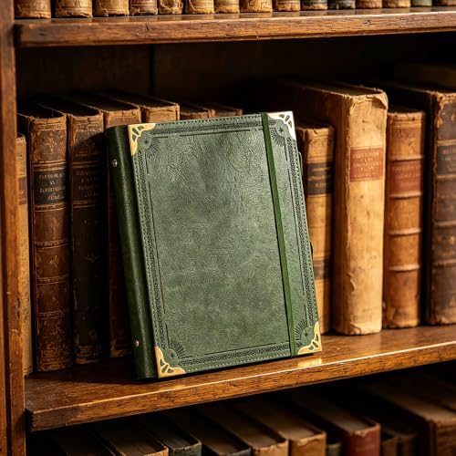 Leather Photo Album 4x6, Vintage Photos Albums with Writing Space with 30 Writing Paper Photo Book for Family Travel Wedding Graduation Anniversary Baby Vacation (Green) - Image 2