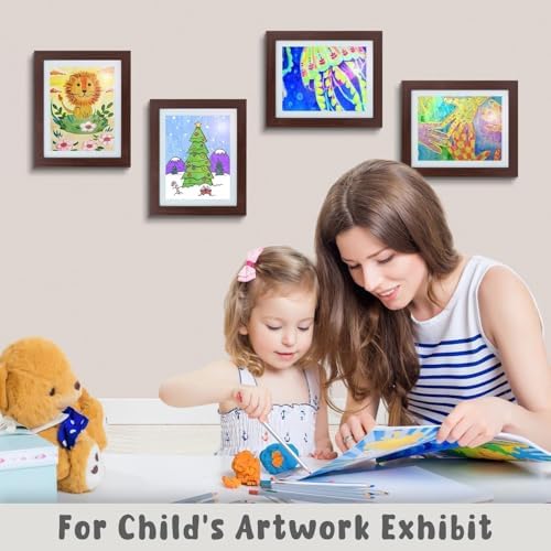 2 Pack 10x12.5 Front-Opening Kids Artwork Frames Changeable (Walnut) - Image 4