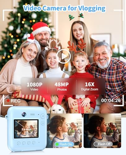 Kids Camera Instant Print, 1080P Dual-Lens Digital Camera for Kids, Blue - Image 5