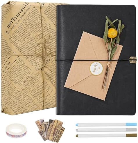 Vienrose Photo Album Scrapbook Kit, 9x6.5 Inch, 60 Pages, Black by Vienrose