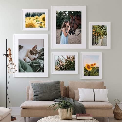 upsimples 4x6 Picture Frame Set of 10, Display Pictures 3.5x5 with Mat or 4x6 Without, Multi Photo Frames Collage for Wall or Tabletop Display, White - Image 2