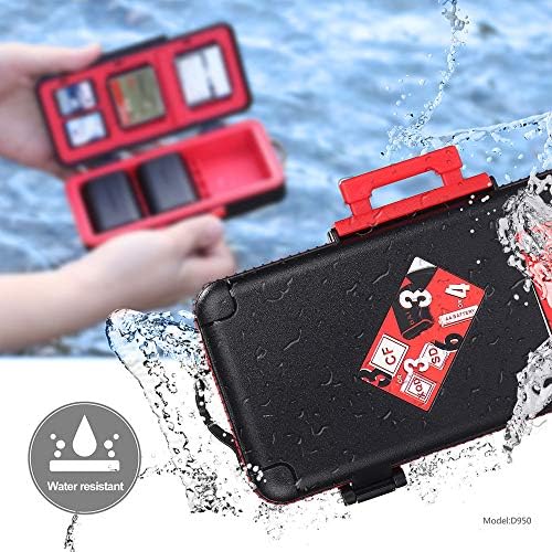 LENSGO Camera Battery Memory Card Case, Memory Card Hard Protector Case Water-Resistant Anti-Shock Storage Box for 3 Camera Batteries 3 XQD or 3 CF Cards 6 SD Cards (Red) - Image 6