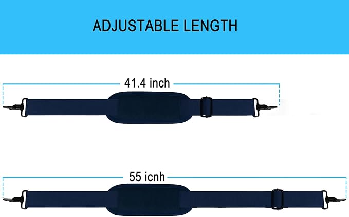 Shoulder Strap, Durable 55" Universal Replacement Laptop Shoulder Strap, Adjustable Comfortable Belt with Metal Hooks for Briefcase, Computer Messenger Bag, Laptop Case Luggage/Duffel/Camera, (Blue) - Image 6