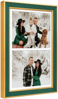 Suede 11x17 Picture Frame Display 2 Opening Double 8x10 Picture Frames Collage Wall Decor with Mat,Multi Photo Frame for Plexiglass,Wall Decor,1Pack,Green by AnoziebyProductsunder