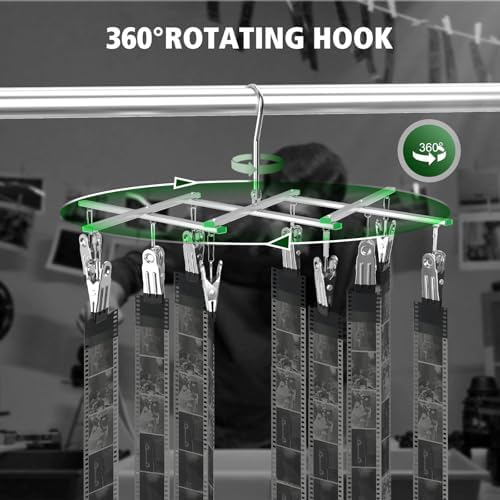 Darkroom Film Negative Drying Hanging Rack Frame Foldable Hanger Windproof 10 Clips for 35mm 120 4x5'' Film - Image 3