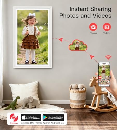 64GB Frameo 15.6" Digital Picture Frame Large 1920 x 1080 IPS FHD Touch Screen WiFi Electronic Photo Frames Share Moments Instantly Anywhere Best Gifts for Parents and Grandparents White - Image 2