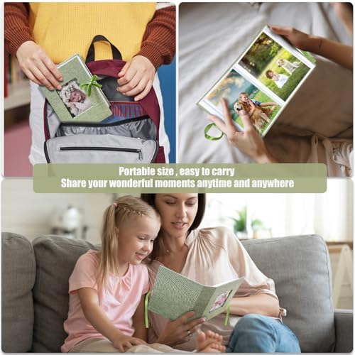 Photo Album 4x6 100 Pockets, Slip-in Picture Albums, Linen Cover Top Loader Vertical Pockets Albums for Baby, Kids Boy Girls, Wedding, Family, Anniversary, Grass Green - Image 7