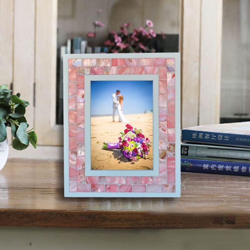 Wedding Picture Frame 5x7 Pink Mother of Pearl Glass - Image 6
