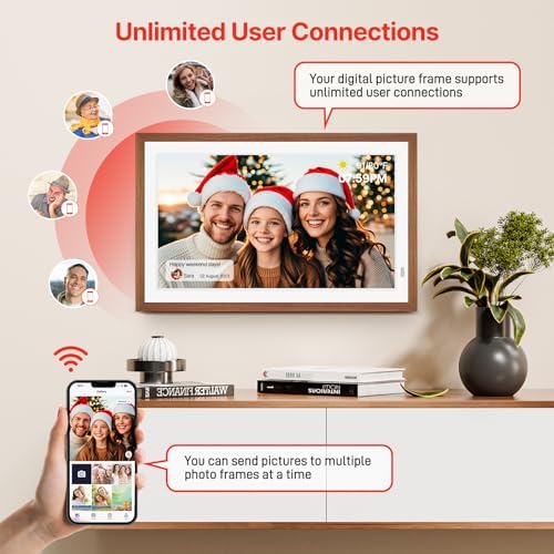Uhale 21.5" Large Digital Picture Frame WiFi Wood with Remote Control, 1920 x 1080 FHD IPS No Touch Screen Electronic Photo Frames Wall Mount with 64GB, Support SD USB, Share Photos Videos Instantly - Image 5