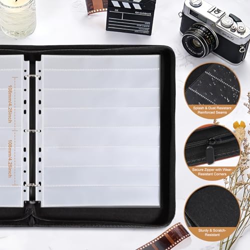 35mm Film Negative Storage Binder Album Kit - 30 Acid-Free Clear Negative Sleeves, PU Leather Storage Binder Case for Camera 135/35mm Film Negatives, Negative Page Preservers, Up to 1260 Frames, Brown - Image 3