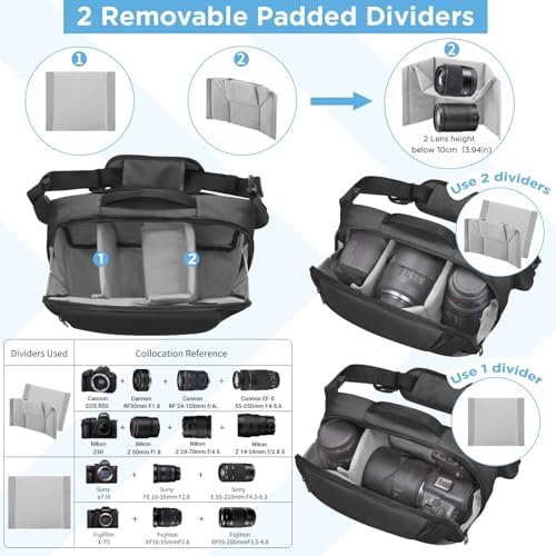 TAAOKA Camera Sling Bag,Waterproof Camera Case with Tripod Holder,Lightweight DSLR/SLR/Mirrorless Camera Bags Crossbody for photographers-Black - Image 2