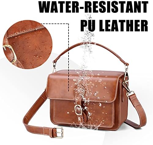 Cwatcun Camera Sling Bag Retro PU Leather, Crossbody for DSLR/Mirrorless - Image 3