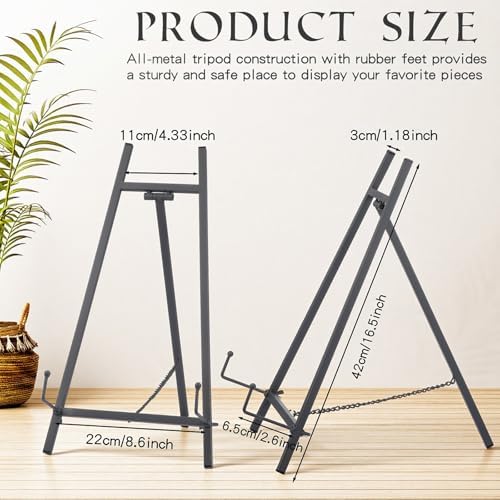 Leinuosen Metal Easel Stand 16.5" H x 8.7" W x 4.3" D Table Top Easel Stand for Display Tripod Art Picture Mirror Modern Plate Holder for Display Book Photo Wedding Sign (Grey,1 Pcs) - Image 3
