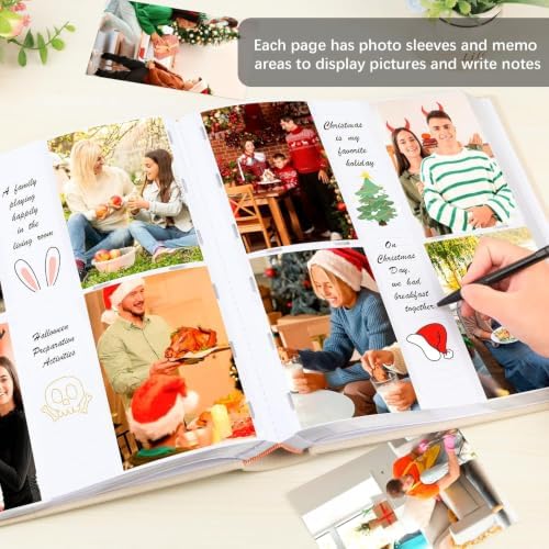 600 Pocket 4x6 Photo Album with Writing Space, Linen Cover, Beige - Image 4