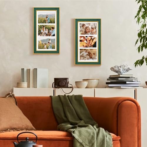 Suede 8x16 Picture Frame Display 3 Opening 5x7 Picture Frames Collage Wall Decor with Mat,Multi Photo Frame for Plexiglass,Wall Decor,1Pack,Green - Image 7