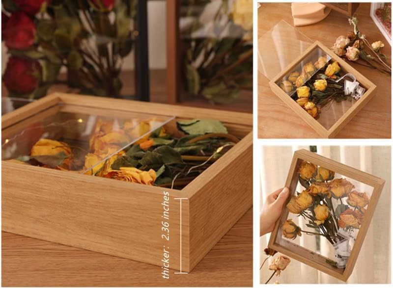 JOSON 2 packsWooden Dried Flower Photo Frame Dried Flower Display Stand Decorative Floating Photo Frame (Wood color 4x6) - Image 7