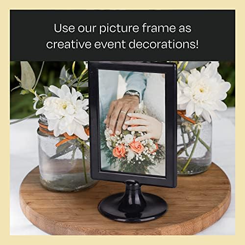 ALBEN Double Sided Standing Picture Frames - (Black, 4 count) 4x6 Inch Pedestal Photo Frame with Inserts and Base - 2 Sided Frame for Vertical Display - Image 4