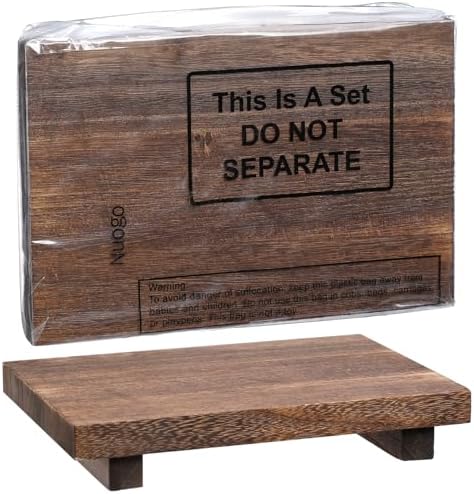 Nuogo Wood Pedestal Riser Stand for Kitchen Soap Tray,9 X 6 Inch,Brown - Image 6