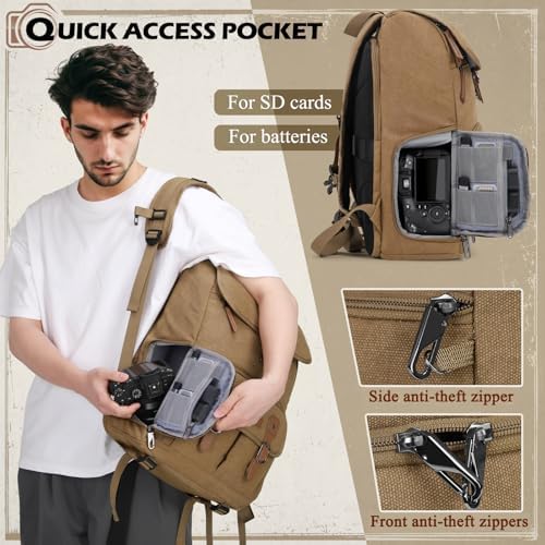 RAINSMORE Camera Backpack, DSLR SLR Mirrorless Camera Bag for Photographer - Image 4
