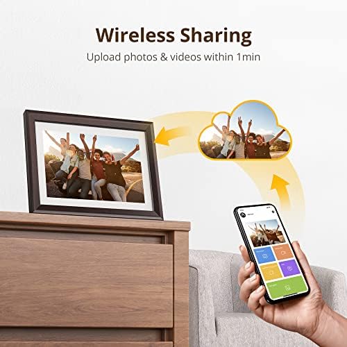 Dragon Touch Digital Picture Frame WiFi 10 inch IPS Touch Screen Digital Photo Frame Display, 32GB Storage, Auto-Rotate, Share Photos via App, Email, Cloud, Classic 10 Brown - Image 3