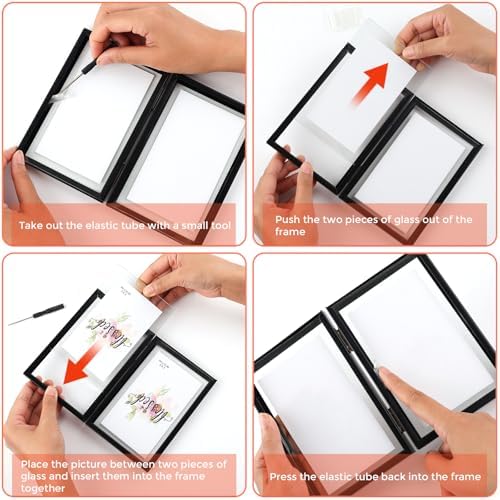 Golden State Art 5x7 Hinged Metal Picture Frame, Matte Black, Tabletop - Image 3