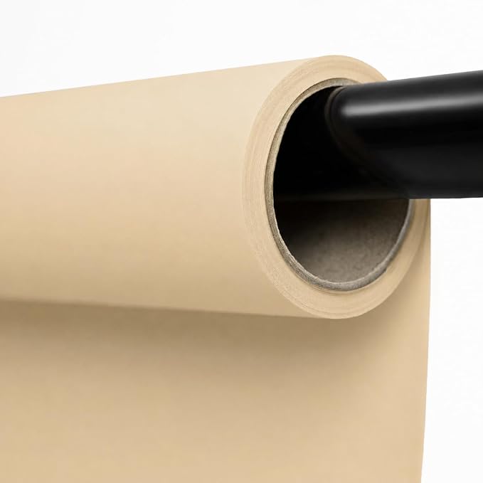 Kate Seamless Paper Backdrop Beige Cream Paper Backdrop for Photoshoot (86''x32.8' Ivorine) by KateBackdropforPhotography
