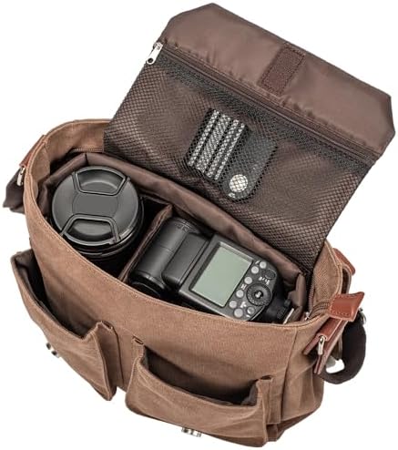 Men's Lightweight Vintage Waterproof Canvas DSLR SLR Shockproof Camera Shoulder Messenger Bag Sliing bag Compatible for Canon Sony Nikon - Image 3
