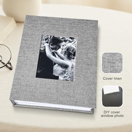 200-Pockets Photo Album 4x6 - Slip-In Picture Album with Linen Cover & Display Window, Vertical Photo Book for Wedding, Family, Baby, Anniversary & Vacation Memories (Holds 200 Photos) - Image 3