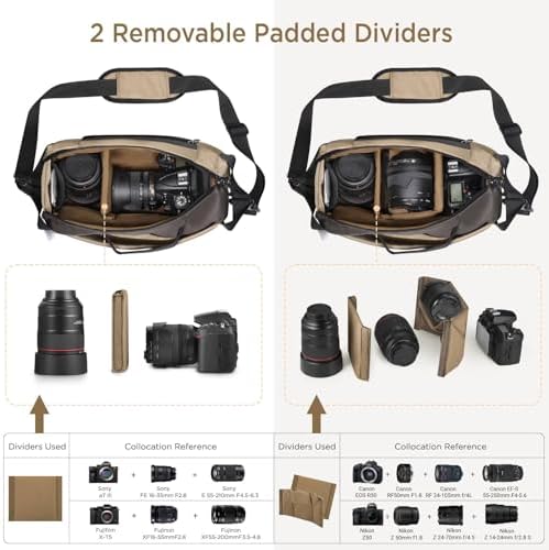 TAAOKA Camera Sling Bag, Waterproof Camera Case with Tripod Holder, DSLR/SLR/Mirrorless Cameras Shoulder Bag, Crossbody Camera Bags for Photography (Coffe) - Image 2